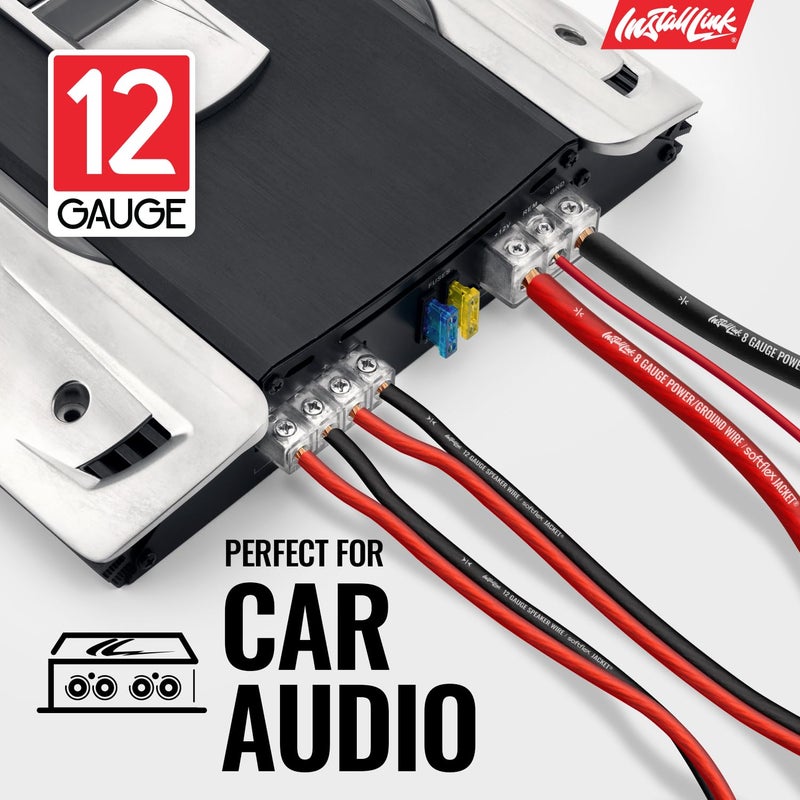 Install Link 12 AWG Gauge Speaker Wire Cable (30 Feet) Stereo, Car or Home Theater, CCA - Image 3